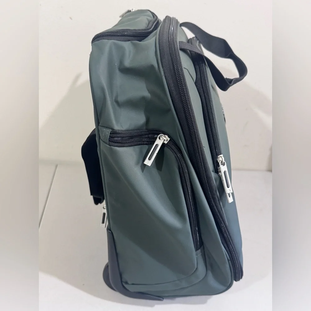 Delsey paris Rolling Carry-On Briefcase in Dark Green with Telescopic Handle
